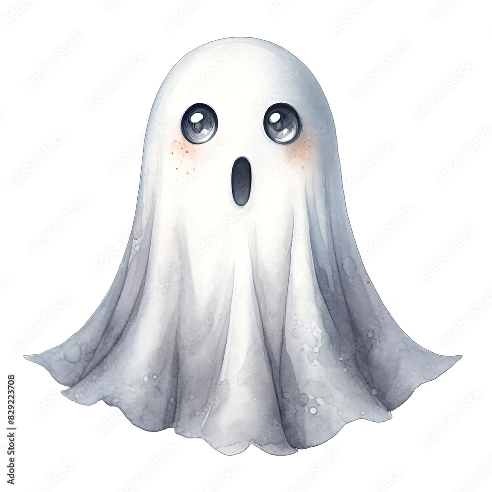 Ghost with a surprised expression on a transparent background Ghost with a surprised expression on a transparent background