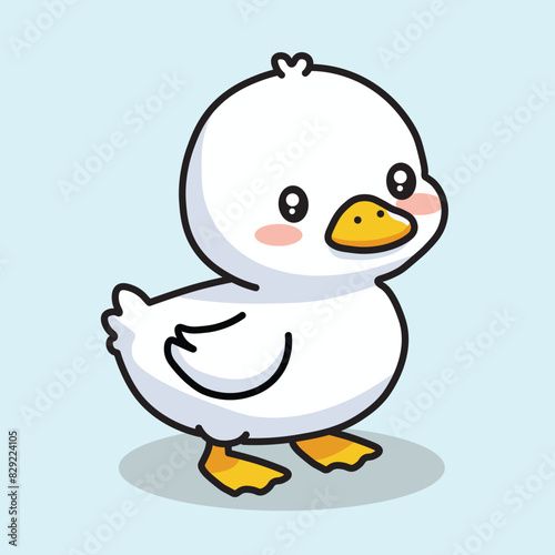Illustration Vector Graphic Cartoon of a Cute and Charming Little Duck with a Playful Expression