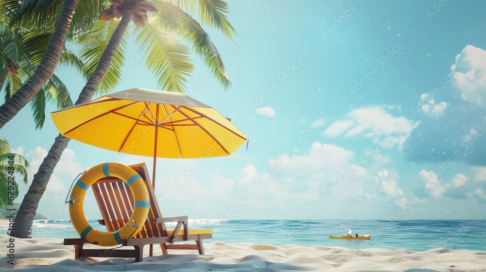 Obraz premium Serene Tropical Paradise: Golden Beach Bliss Under Azure Skies