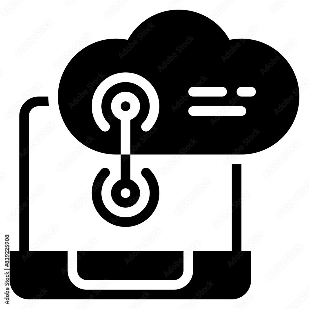 database cloud online cyber internet network connection solid glyph