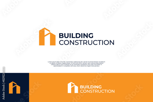 Building construction logo design. Apartment architect logo.