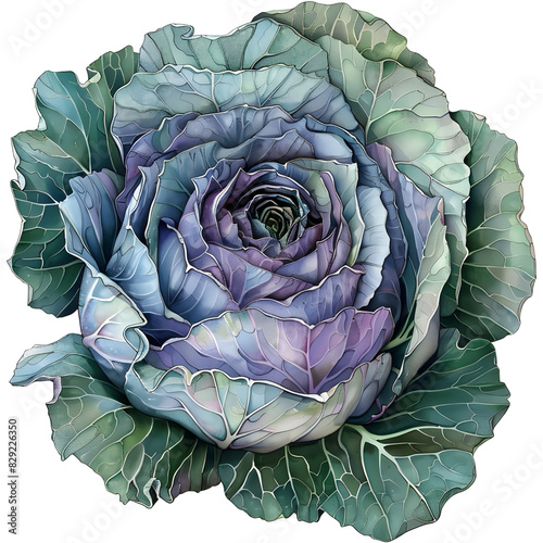 cabbage old botanical,isolate,clipart