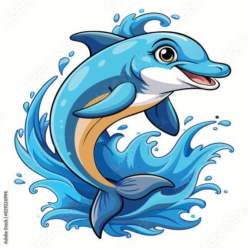 Realistic funny dolphin for vector design