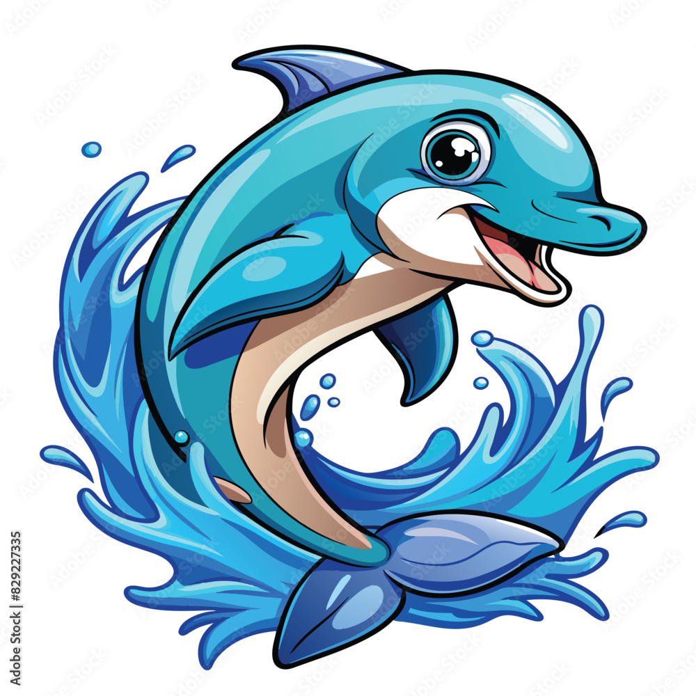 Realistic funny dolphin for vector design Realistic funny dolphin for vector design