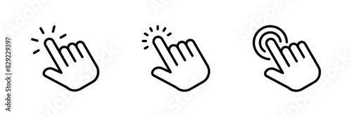 Hand click icon set. hand cursor icon vectors	