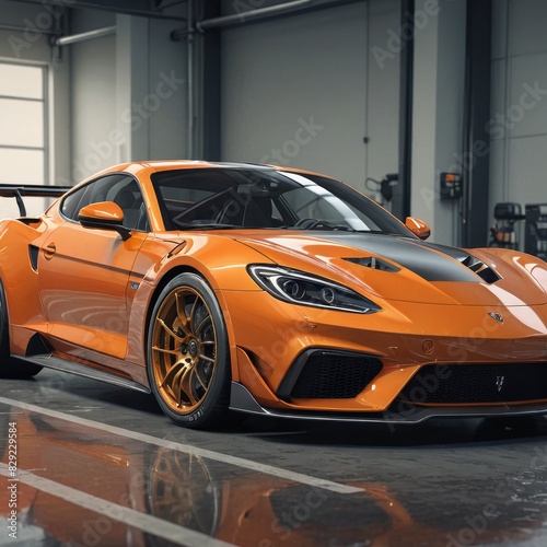 Orange Supercar in a Garage
