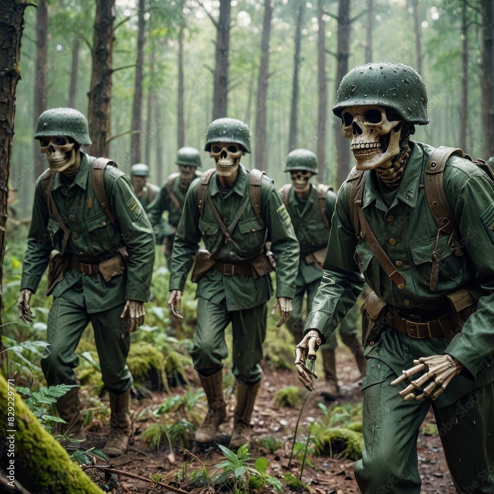 Fototapeta premium Skeleton Soldiers in the Forest
