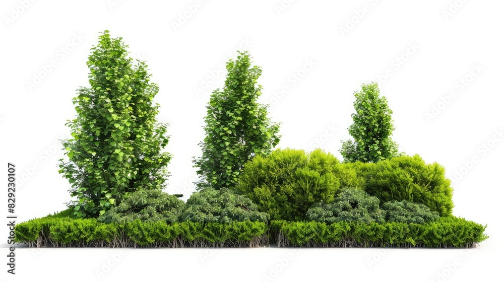 Fototapeta premium Removed green garden bushes 
