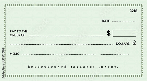 Blank bank check, checkbook cheque template or money payment paper voucher, vector mockup. Business or personal account cash pay cheque certificate or paycheck coupon from checkbook	
