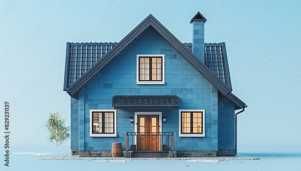Real Estate House in blue color