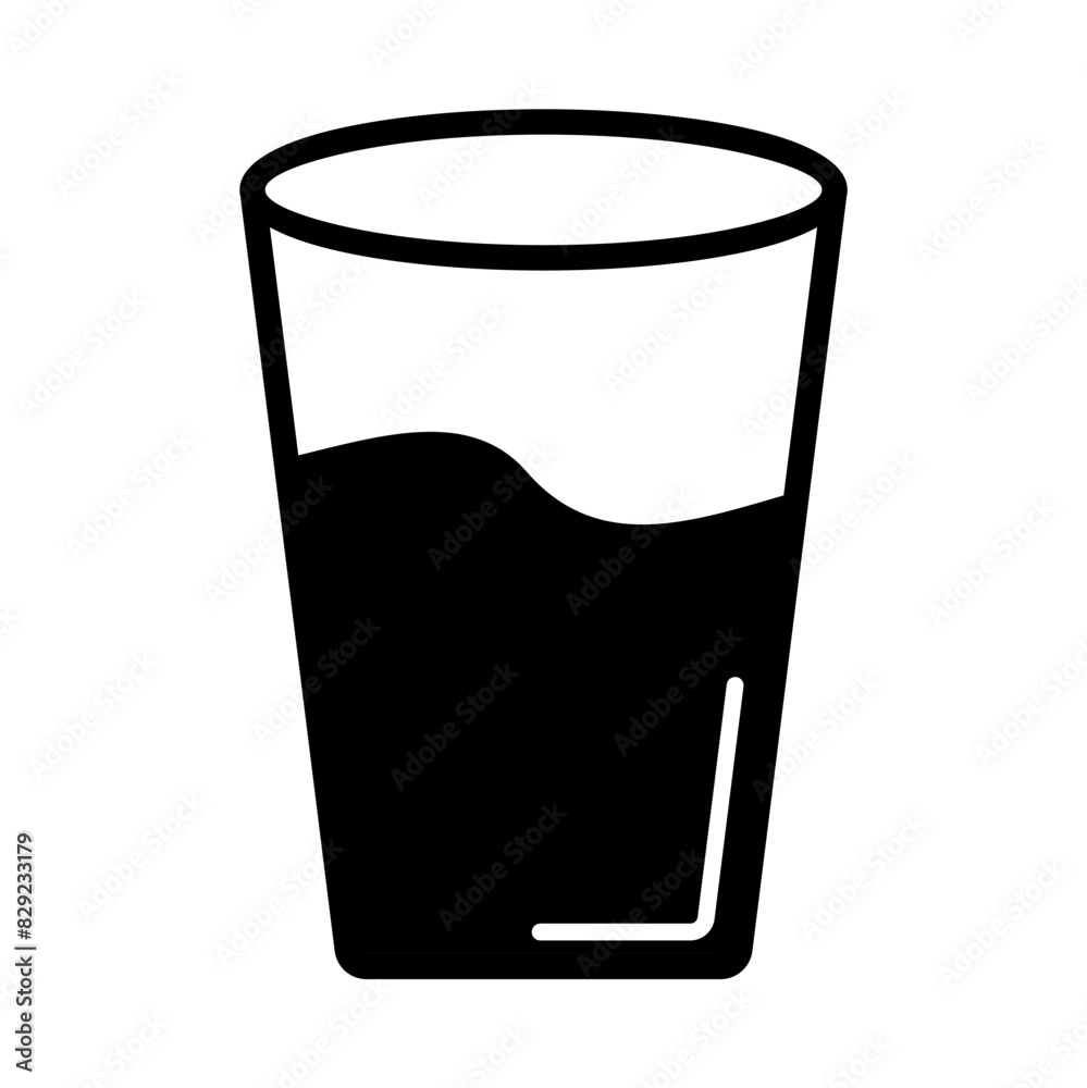 water glass icon, silhouette vector isolated on white background. simple and modern design water glass icon, silhouette vector isolated on white background. simple and modern design