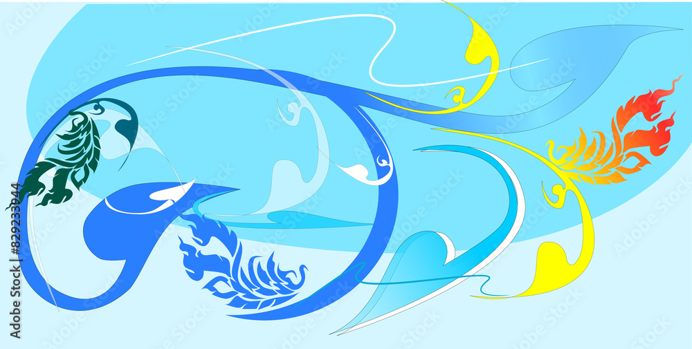 design line Thai abstract brush strokes style design line Thai abstract brush strokes style