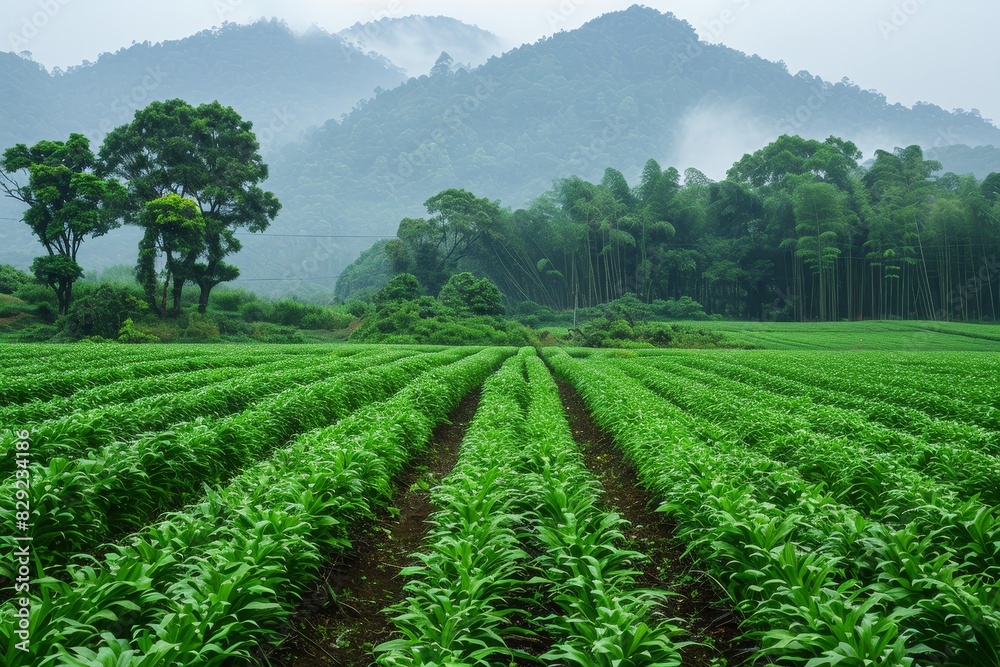 Fresh Asian sugar cane field landscape Fresh Asian sugar cane field landscape