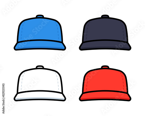 Vector Baseball Hats Flat Illustration