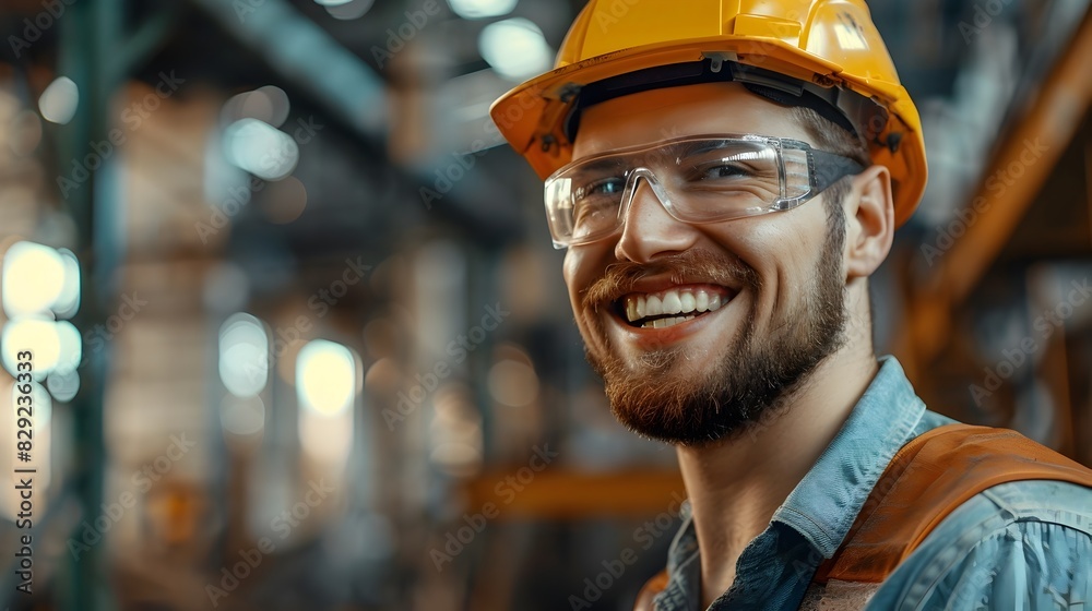 Cheerful Iron Worker in Hardhat Optimistically Overseeing Manufacturing Cheerful Iron Worker in Hardhat Optimistically Overseeing Manufacturing