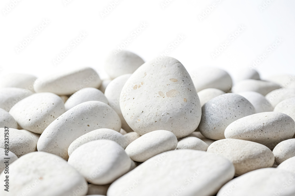 White Smooth Stones on White Background White Smooth Stones on White Background