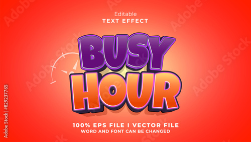 editable busy hour text effect.typhography logo