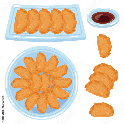 皿に盛られた揚げ餃子セット