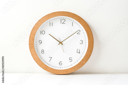 Wooden Wall Clock on White Background