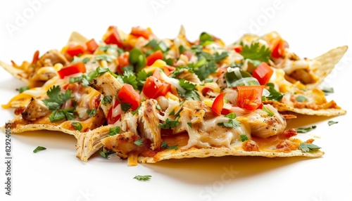 Wallpaper Mural Gourmet chicken nachos on white backdrop Torontodigital.ca