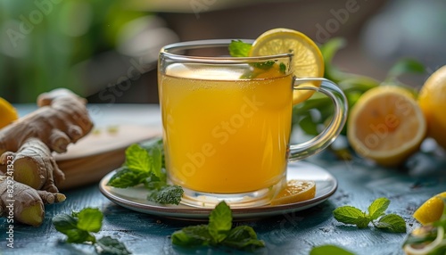 Green tea infused with lemon and ginger