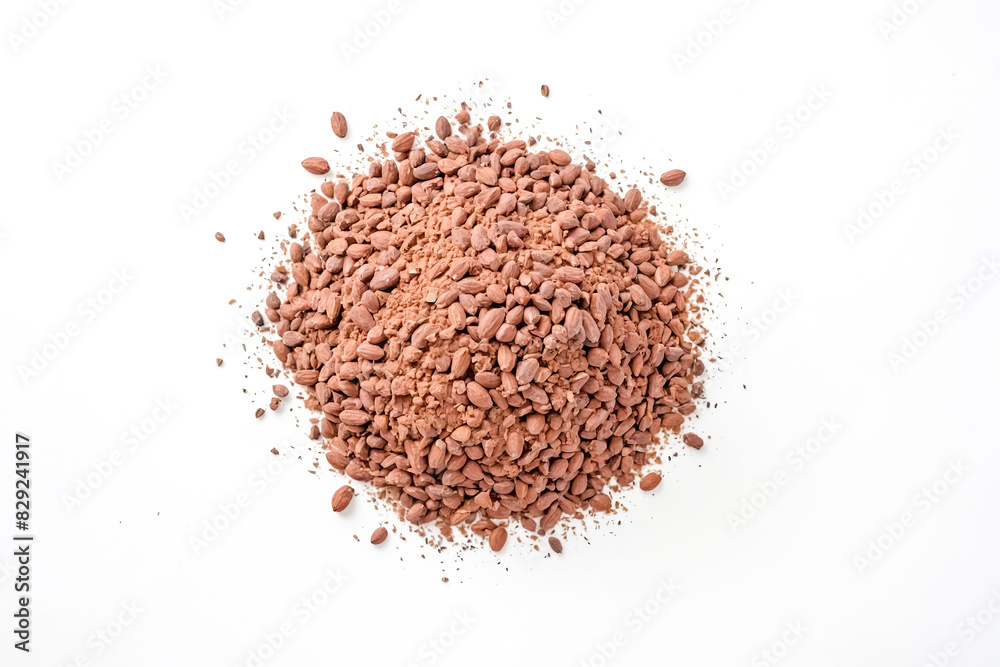 Cacao Nibs and Powder Heap on White Background Cacao Nibs and Powder Heap on White Background