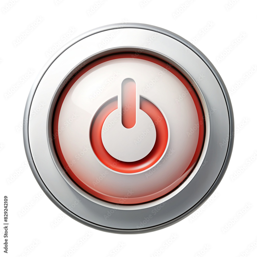 A red button with a silver border on transparent background A red button with a silver border on transparent background