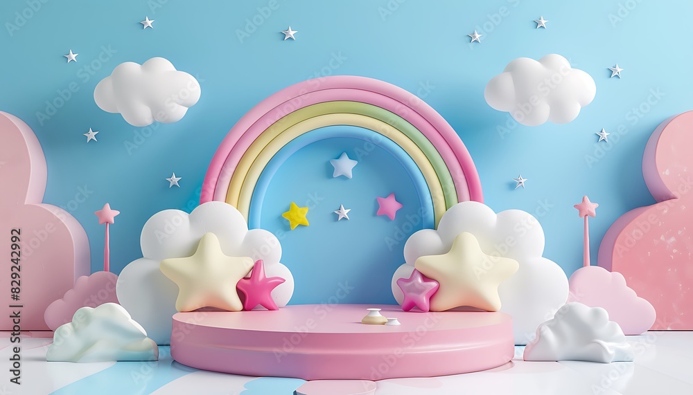 Children's Display Stand with Blue Background Children's Display Stand with Blue Background