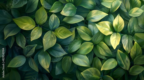 Lush green foliage with vibrant leaves creating a natural and refreshing background, perfect for nature-themed projects and designs.