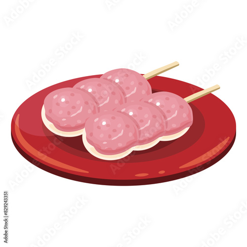 皿に盛られた桜あんの団子