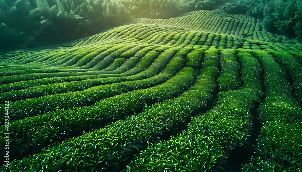 Tea Farm with Wooden Product Display Tea Farm with Wooden Product Display