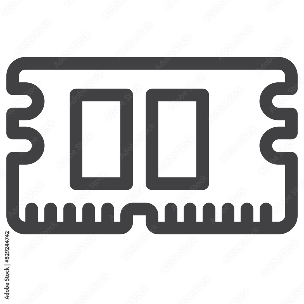 Fototapeta premium Ram chip processor outline icon on white background