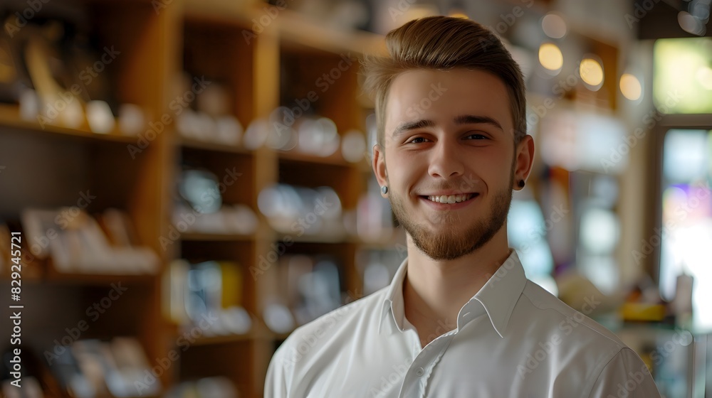 Confident and Friendly Sales Associate Assisting Customers in a Professional Setting Confident and Friendly Sales Associate Assisting Customers in a Professional Setting