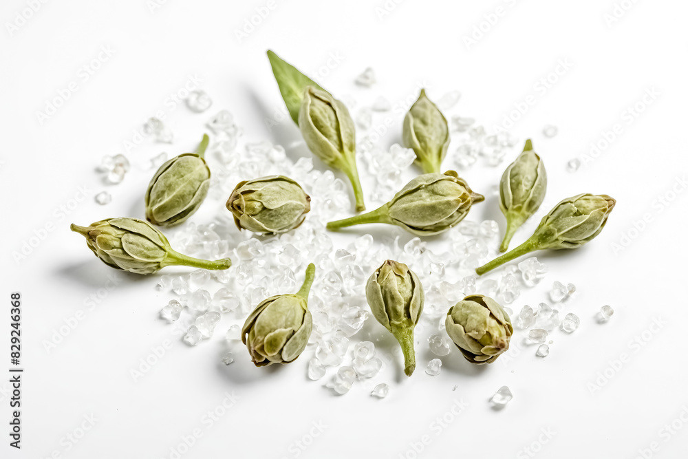 Green Flower Buds with White Crystals Green Flower Buds with White Crystals