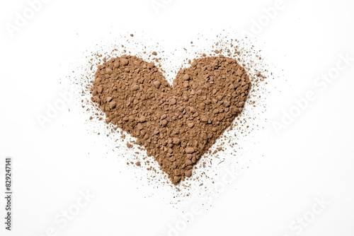 Heart Shape of Cocoa Powder on White Background