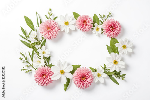 Wallpaper Mural Floral Frame with Pink and White Flowers on White Background Torontodigital.ca