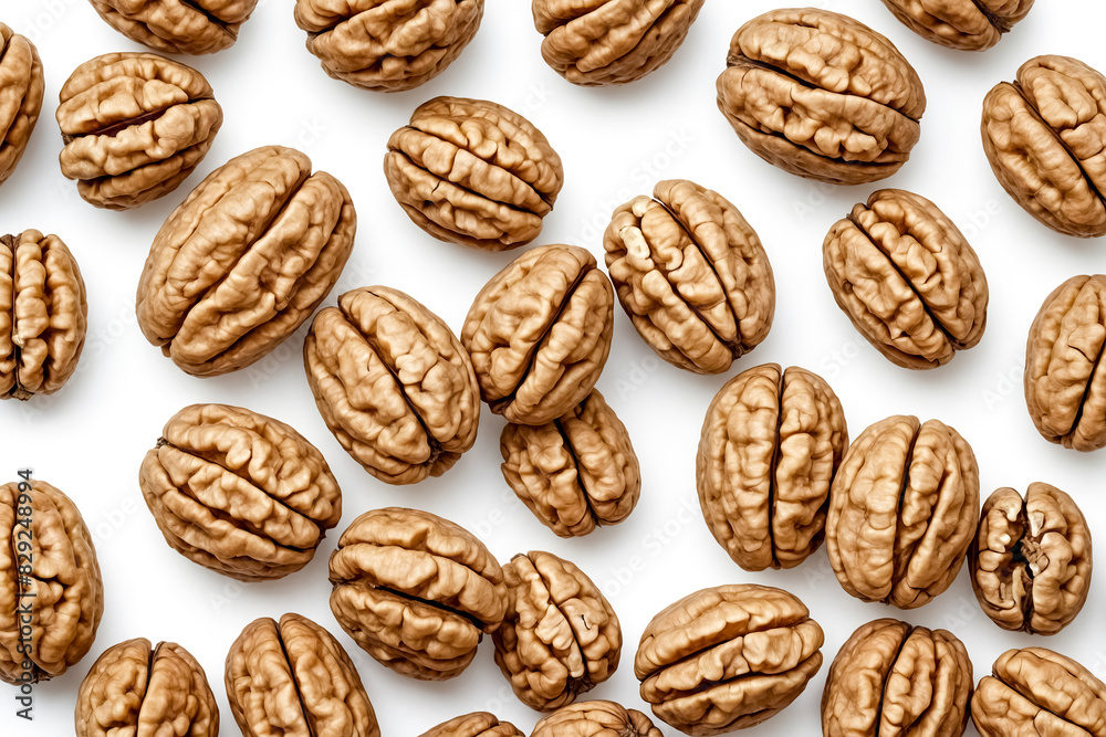 Close up of walnuts on a white background Close up of walnuts on a white background