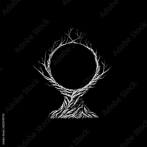 infinity dead tree hand drawing vector isolated on black background.