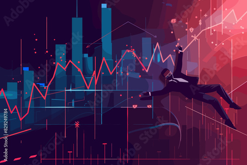  Economic Downturn Concept with Trader Falling from Declining Graph Chart