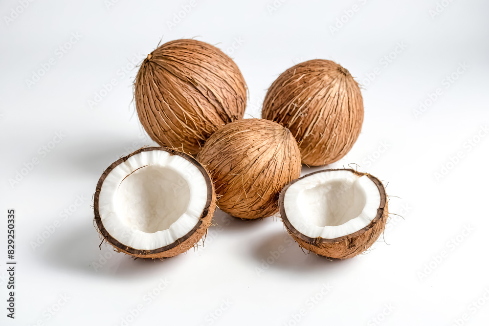 Coconut Fruit Close-up on White Background
