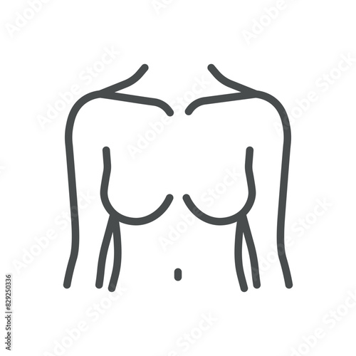 Female Torso Icon. Simple Isolated Line Illustration of Human Female Torso, Representing Anatomy, Breast Health, and Gynecology. Perfect for Medical and Healthcare Applications.