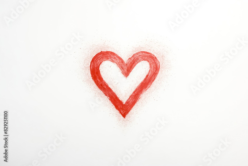 Red heart drawn on white background