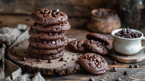 Indulgent Hot Chocolate Cookies on Rustic Wooden Table