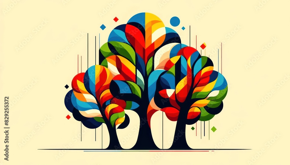 Obraz premium Vibrant Geometric Trees