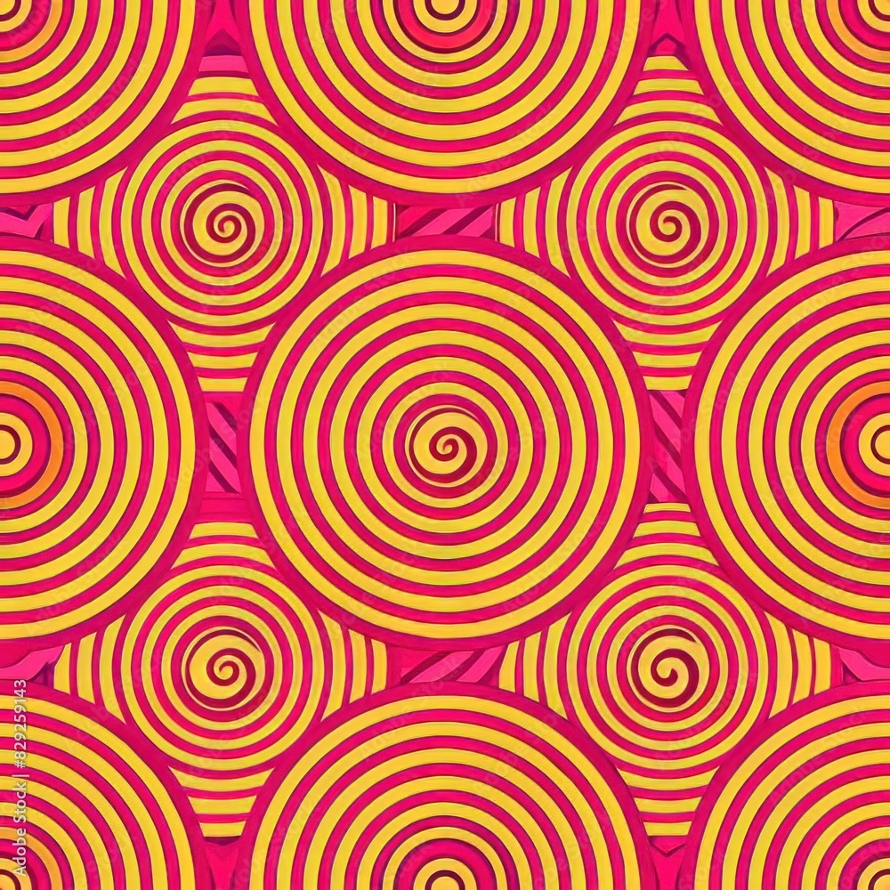 Seamless pattern of concentric circles formed by rounded lines, adding a sense of depth and dimension to your gift wrap, Generative AI