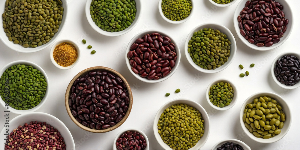 Collection of mix bean: soy beans, green mung, Adzuki bean, black bean on a bowl Collection of mix bean: soy beans, green mung, Adzuki bean, black bean on a bowl