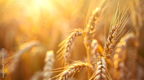 Sunlight shining on golden wheat field in the country