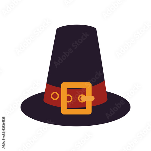 Pilgrim Hat Classic Symbol of Thanksgiving in minimalistic style in tredy Traditional shades Logo photo