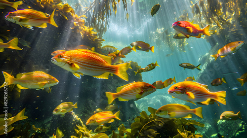 A group of fish swimming in the ocean