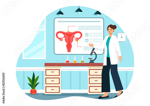 Reproduction Clinic Vector Illustration featuring Assisted Reproductive Technology, Test Tube Fertilization or Egg Cell in a Cartoon Background